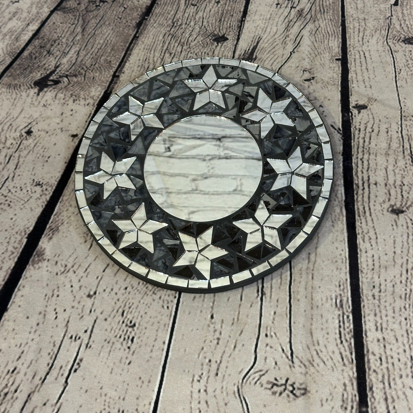 Black Star Mosaic Tile Wall Mirror 20cm x 20cm 8 Inches Handmade New