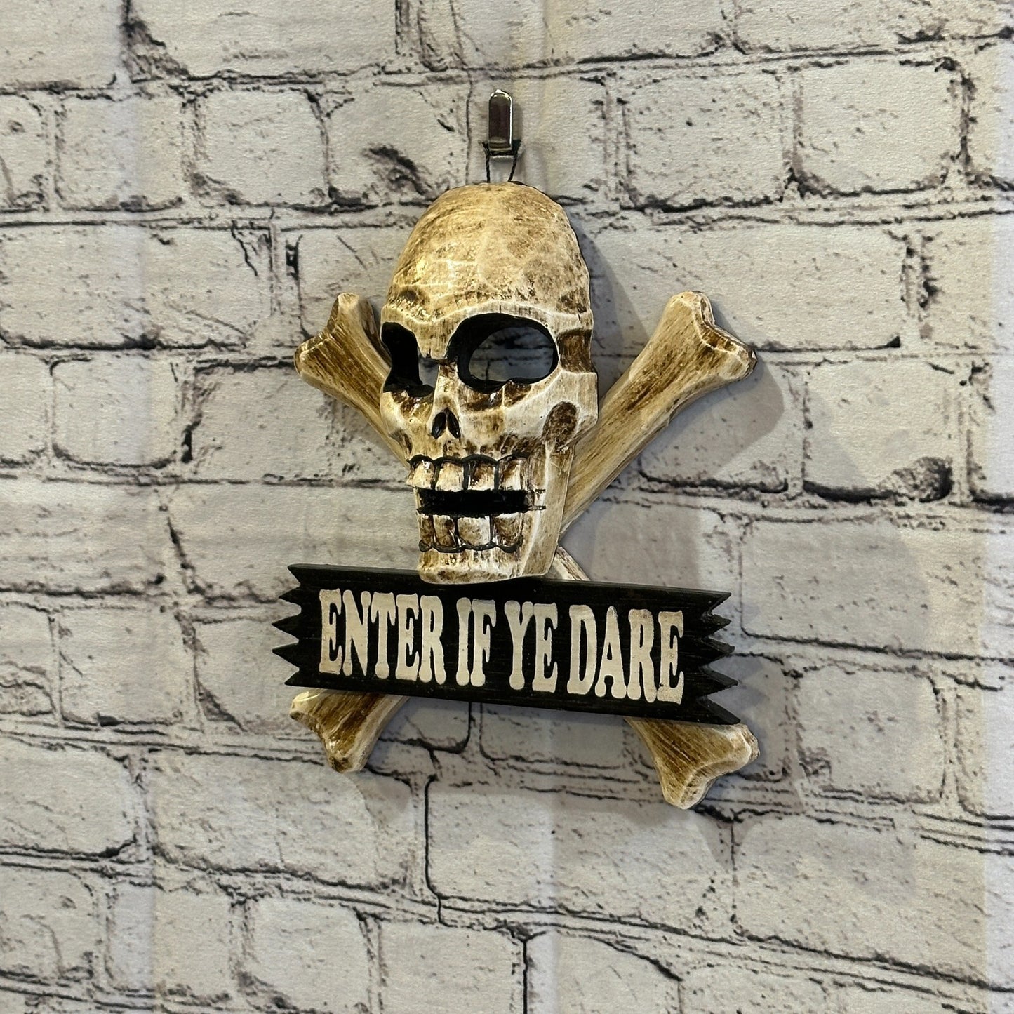 Skull & Crossbones Enter If Ye Dare Pirate Sign Door Plaque 20cm x 20cm Handmade