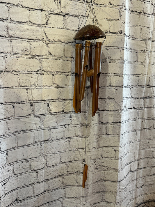 Coconut Bamboo Windchime Plain 30cm Garden Gift Summer Handmade Chimes
