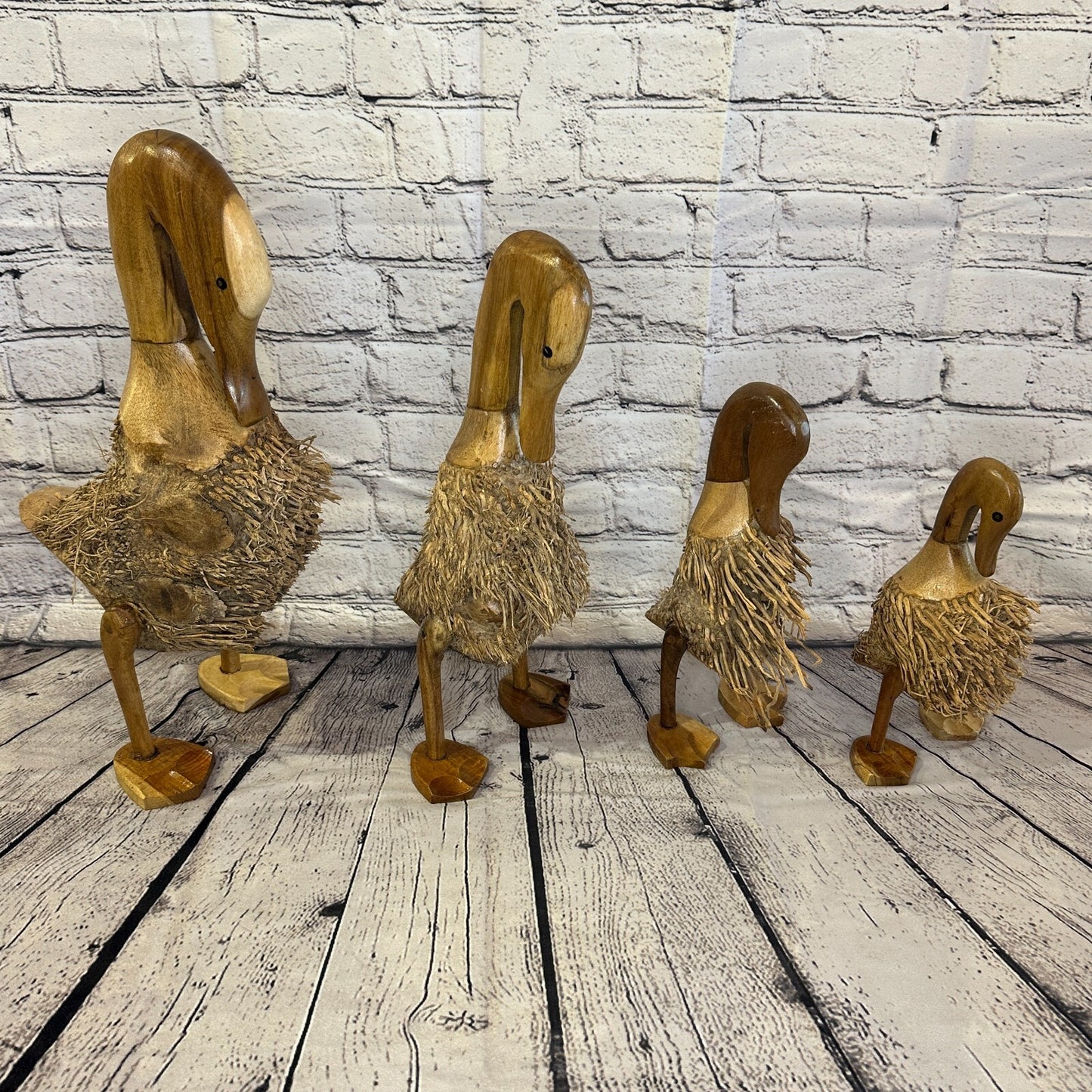 Swan Neck 40cm Tall Wooden Hairy Duckling Baby Duck Bamboo Root Fairtrade