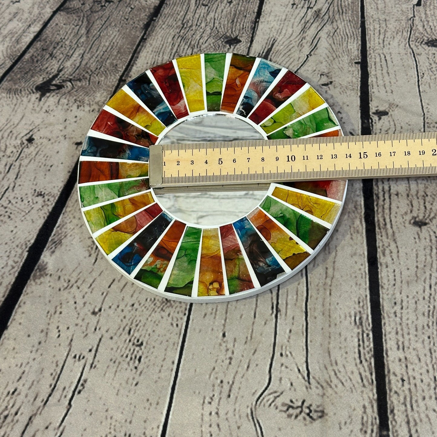 Rainbow White Line Mosaic Tile Wall Mirror 20cm x 20cm 8 Inches Handmade New