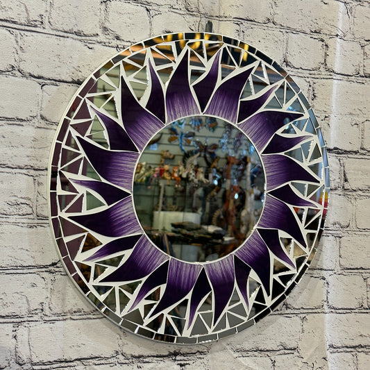 Purple Flame Sun Mosaic Tile Wall Mirror 40cm x 40cm 16 Inches Handmade New