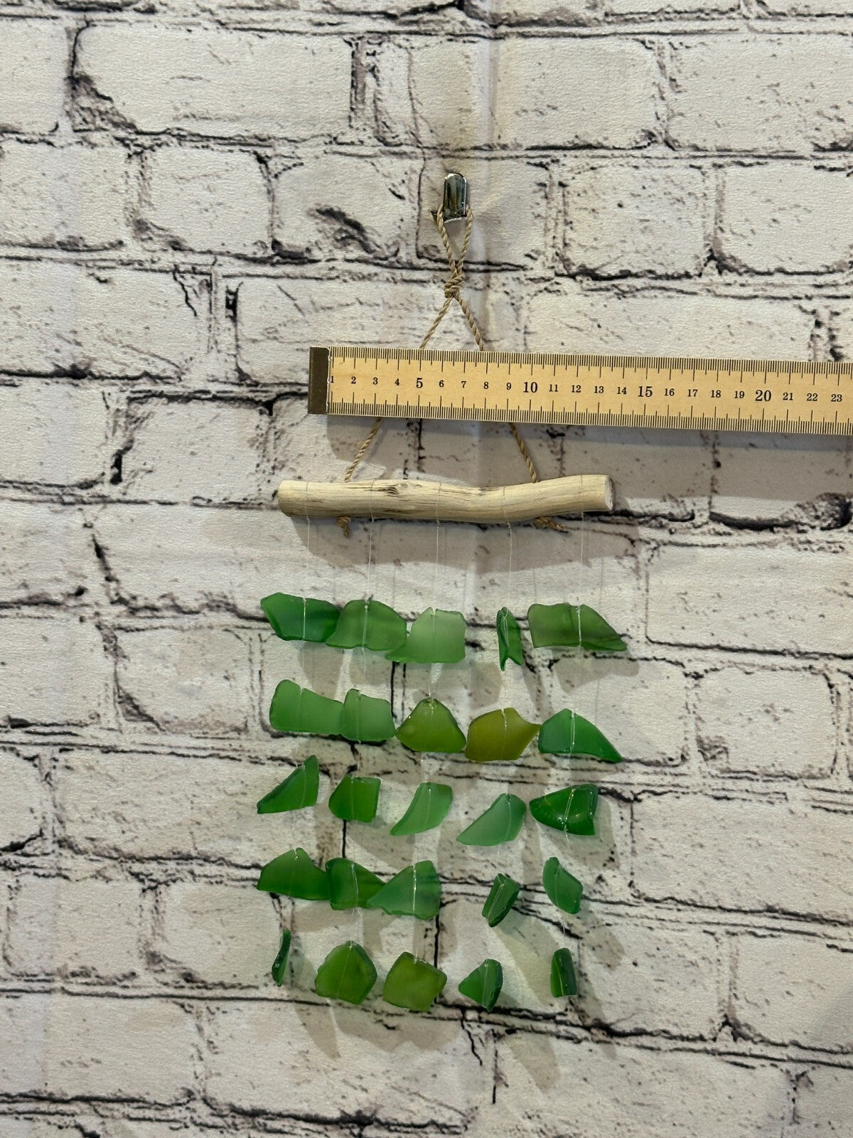 25cm x 15cm Green Wind Recycled Glass Driftwood Handmade Garden Home Mobile