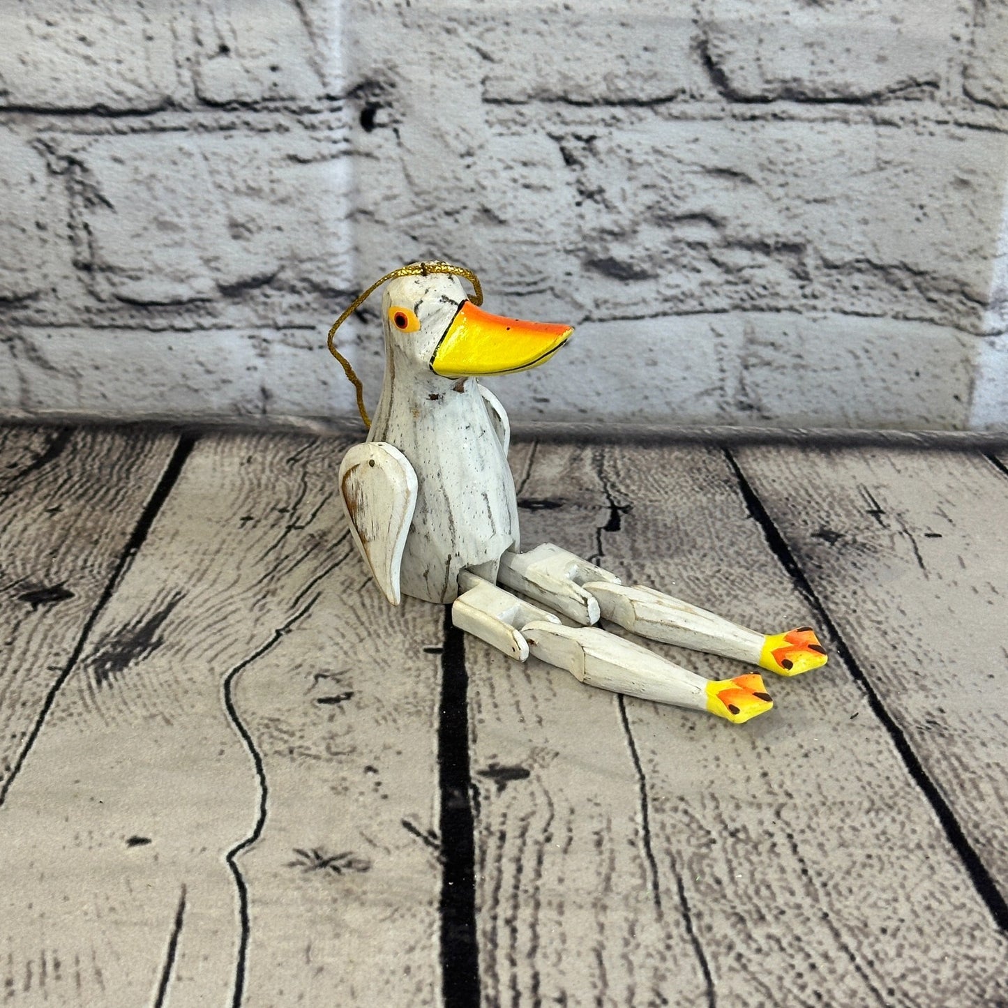 10cm Brown Duck Sitting Animal, Wooden Shelf Ornament Handmade and Fairtrade