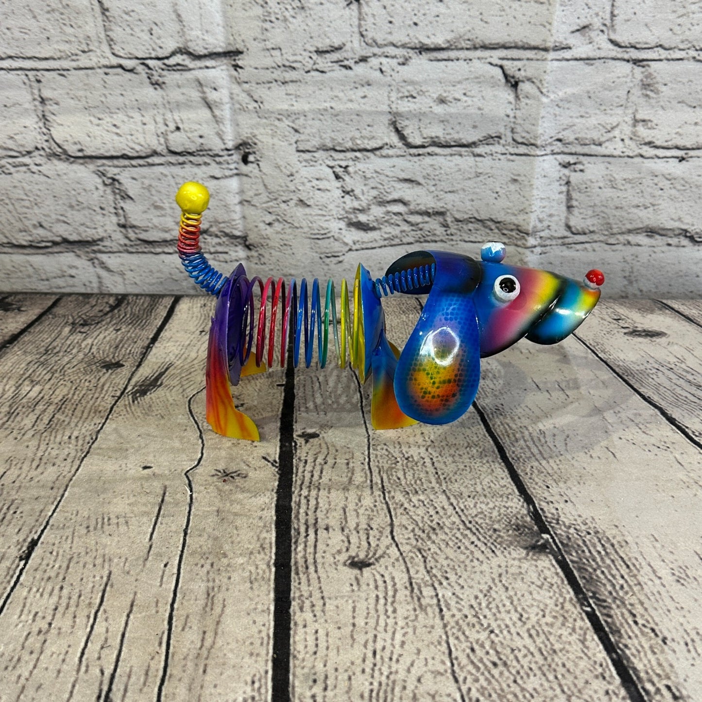 20cm x 15cm Blue Bight Colour Spring Dog Cartoon Ornament Painted Statue