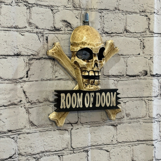 Skull & Crossbones Room Of Doom Pirate Sign Door Plaque 20cm x 20cm Handmade