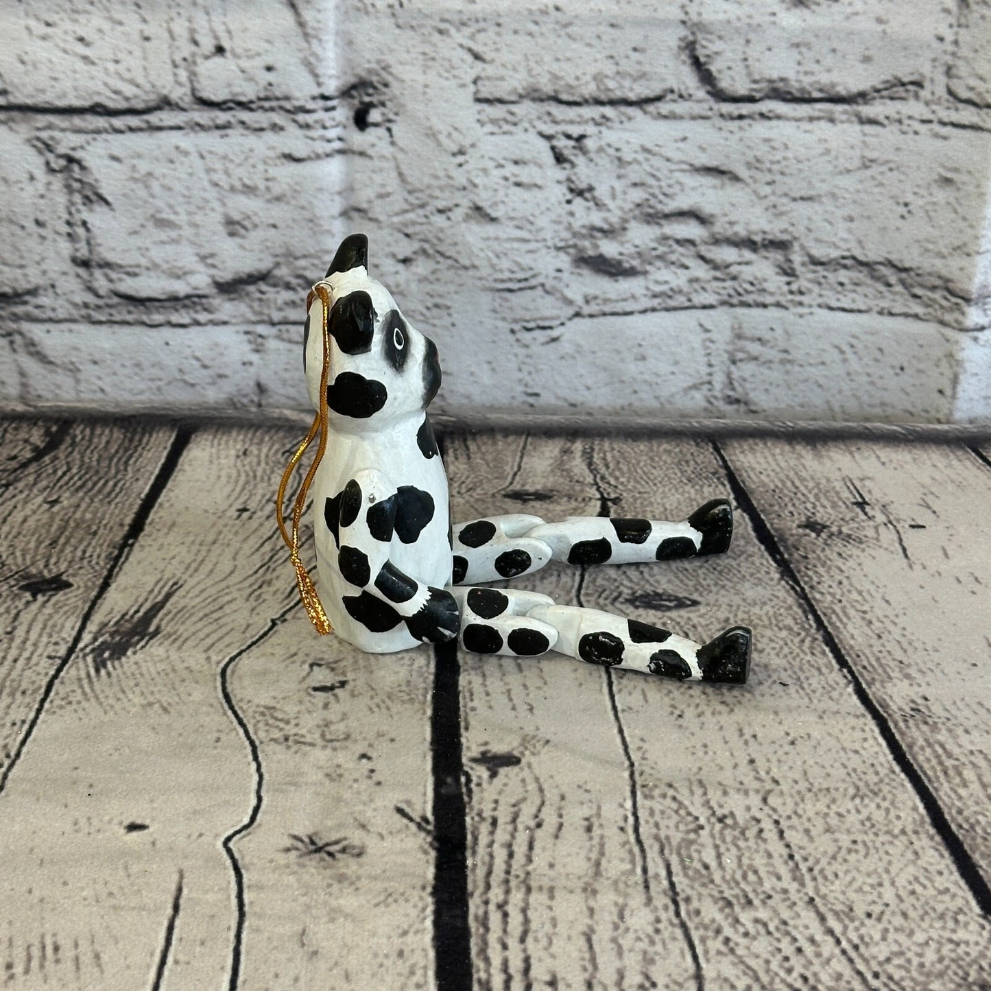 10cm Dotted Panda Sitting Animal, Wooden Shelf Ornament Handmade and Fairtrade