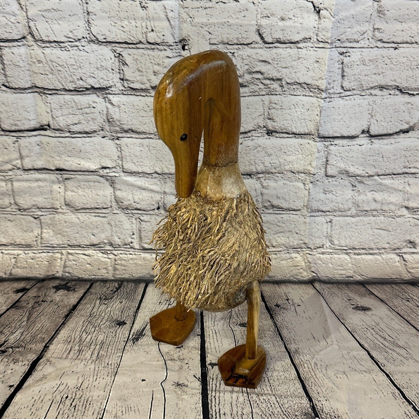 Swan Neck 40cm Tall Wooden Hairy Duckling Baby Duck Bamboo Root Fairtrade