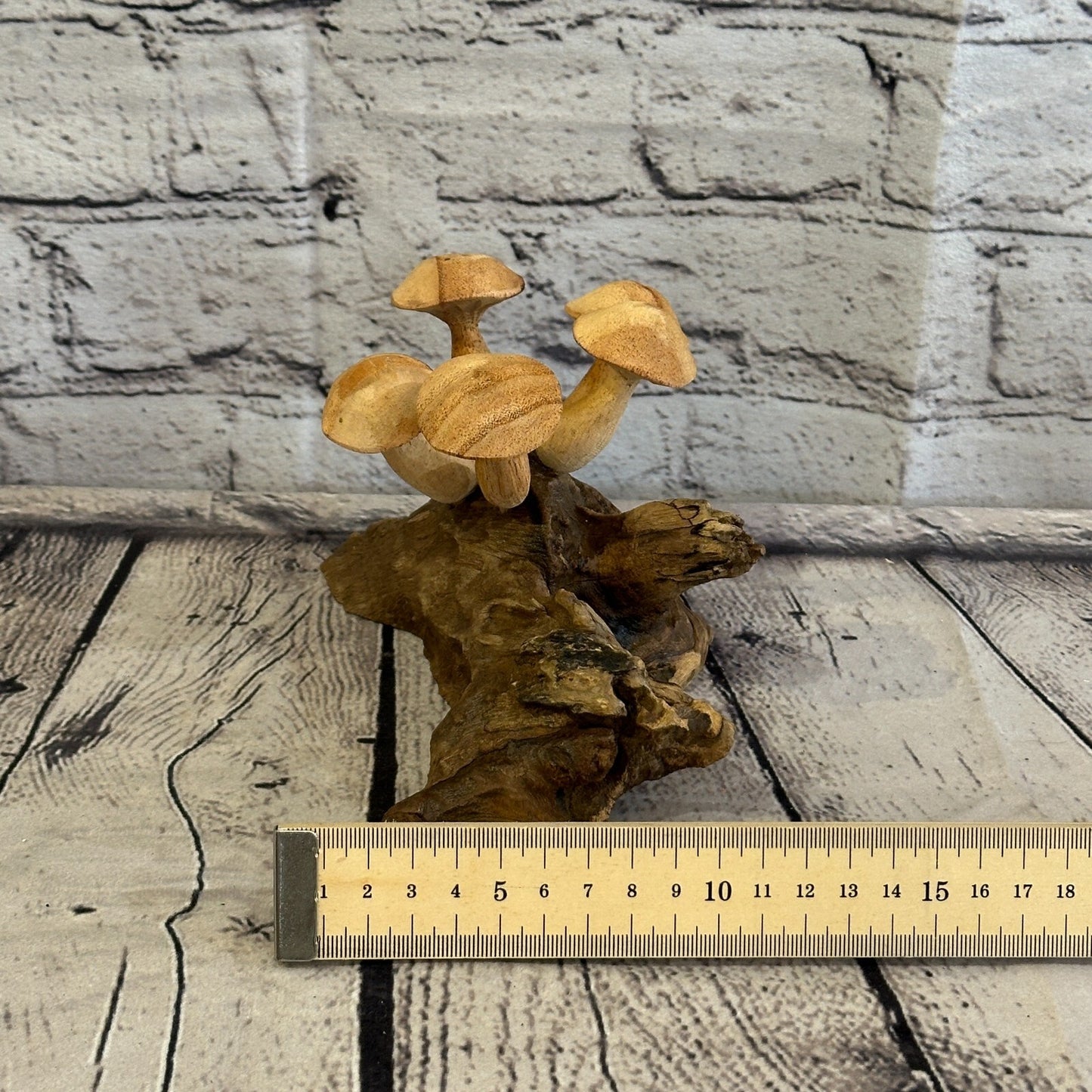 Five Button Mushrooms Parasite Ornament Natural Carving Fairtrade Wooden