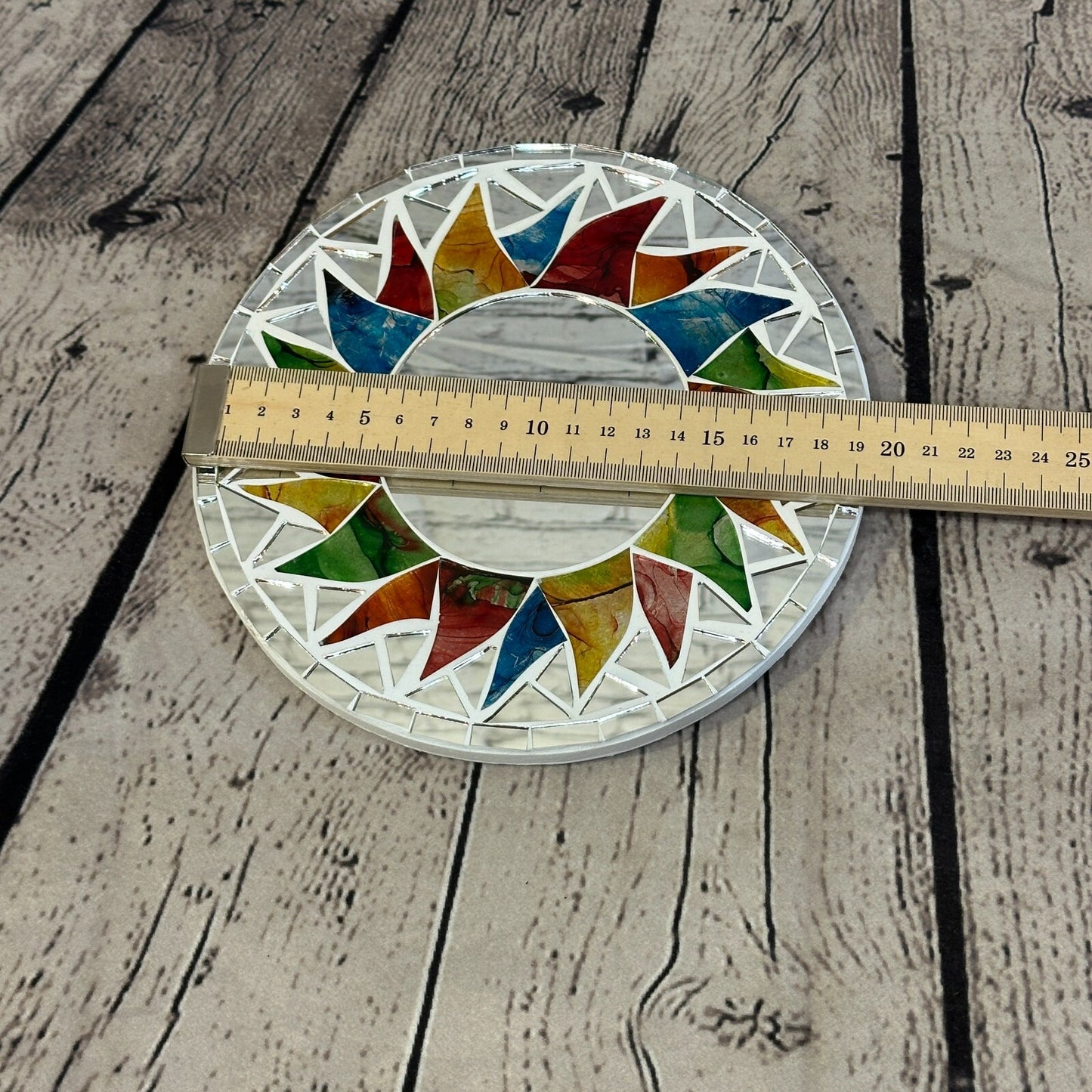 Rainbow White Sun Mosaic Tile Wall Mirror 20cm x 20cm 8 Inches Handmade New