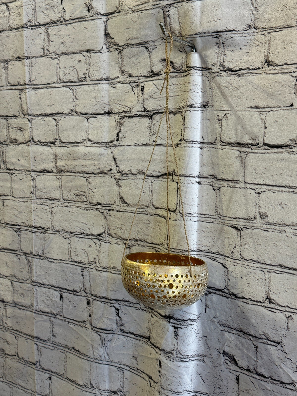 White Coconut Shell Hanging Basket Orchid Planter Balcony Decorative Vase