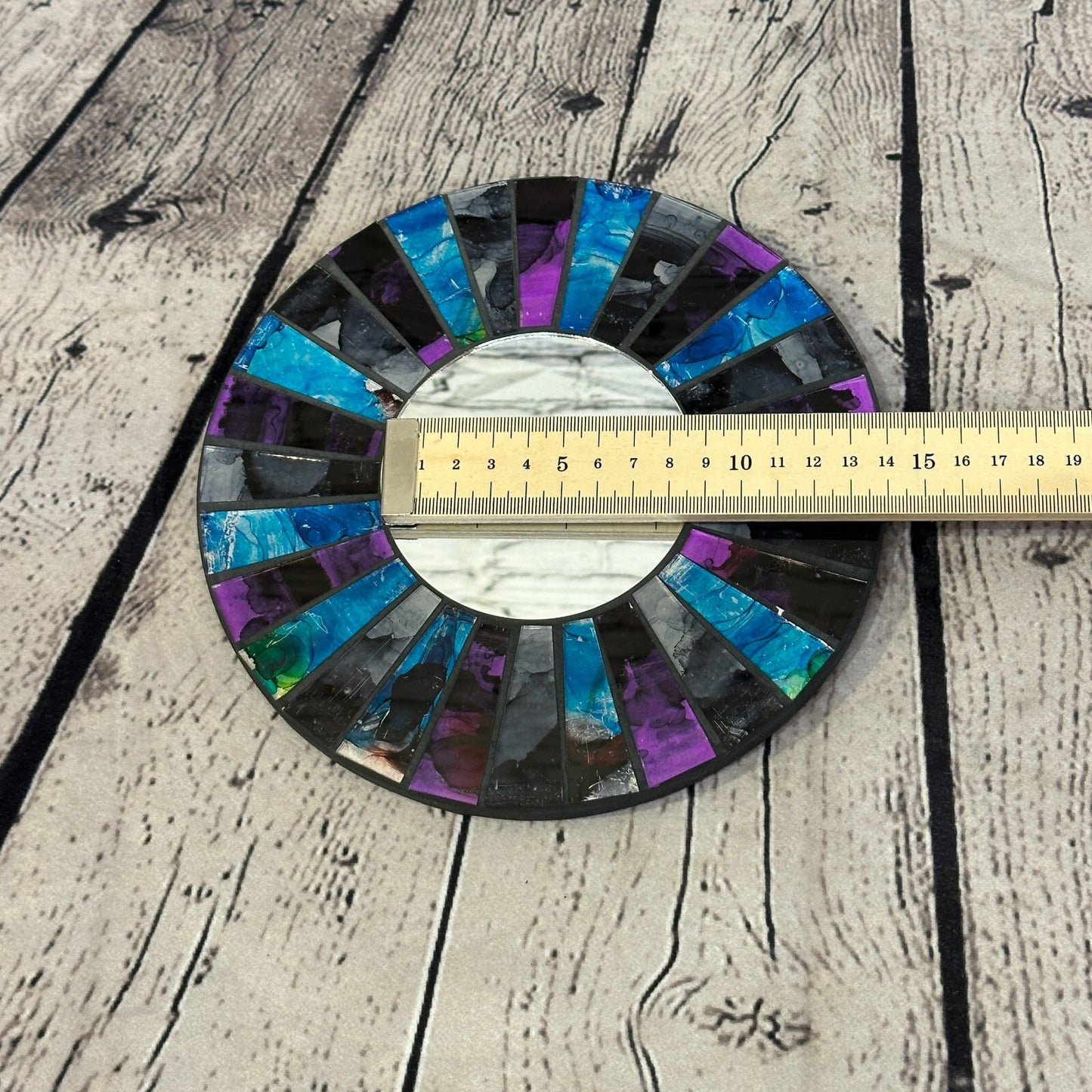 Purple Blue Line Mosaic Tile Wall Mirror 20cm x 20cm 8 Inches Handmade New