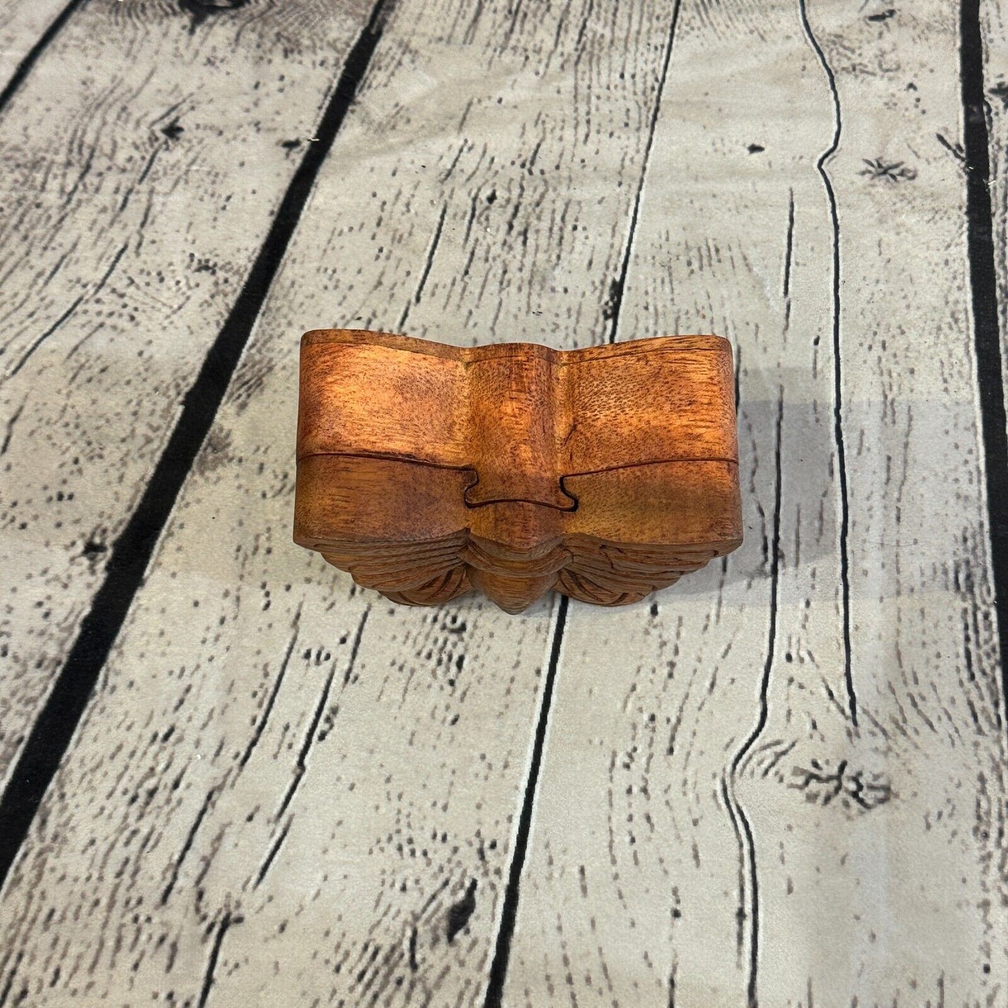 Carved Butterfly 4 Bit Wooden Puzzle Box Secret Box Magic Trinket Handmade