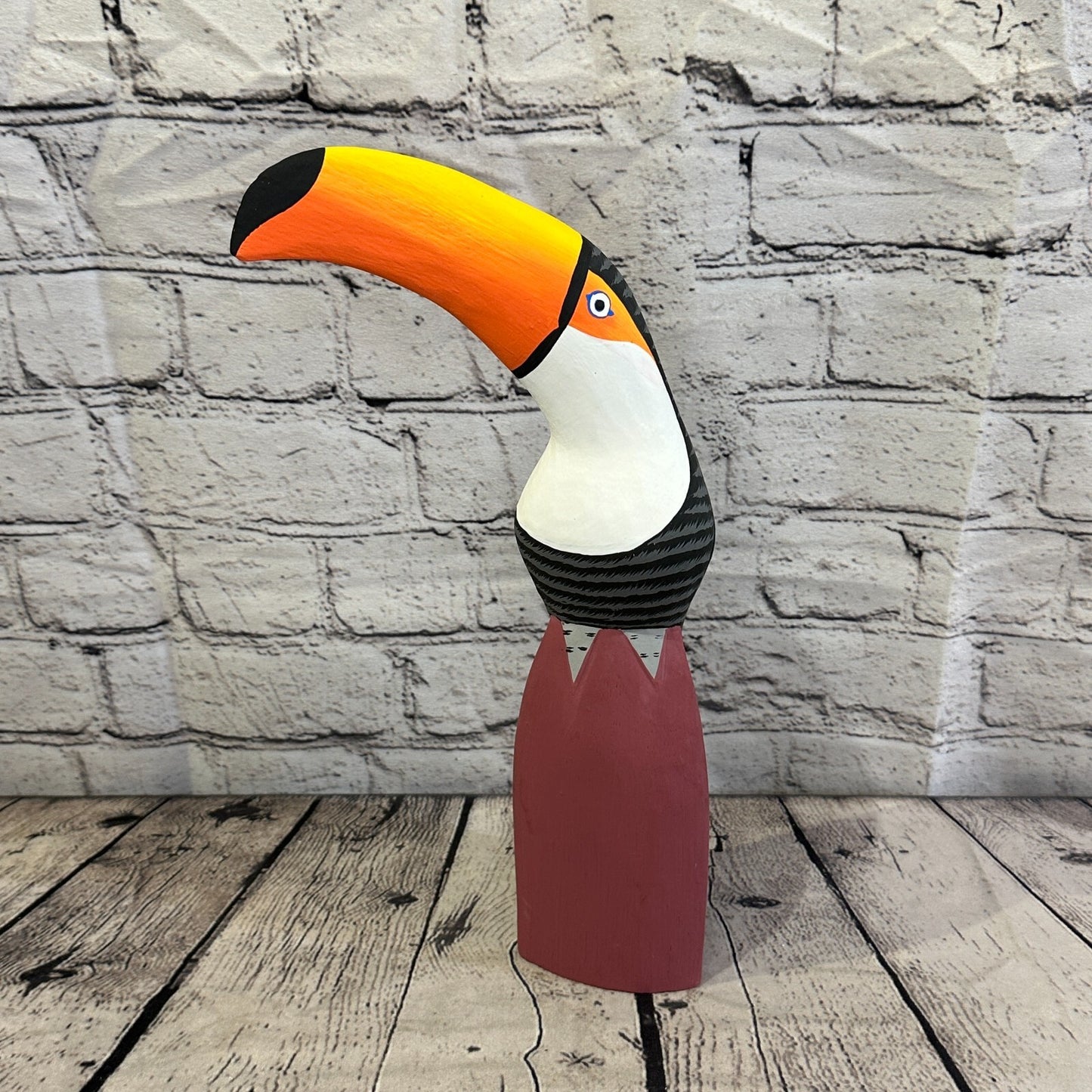 30cm Black Toucan Bird Ornament Statue Fair Trade Hand Made Carved Wood
