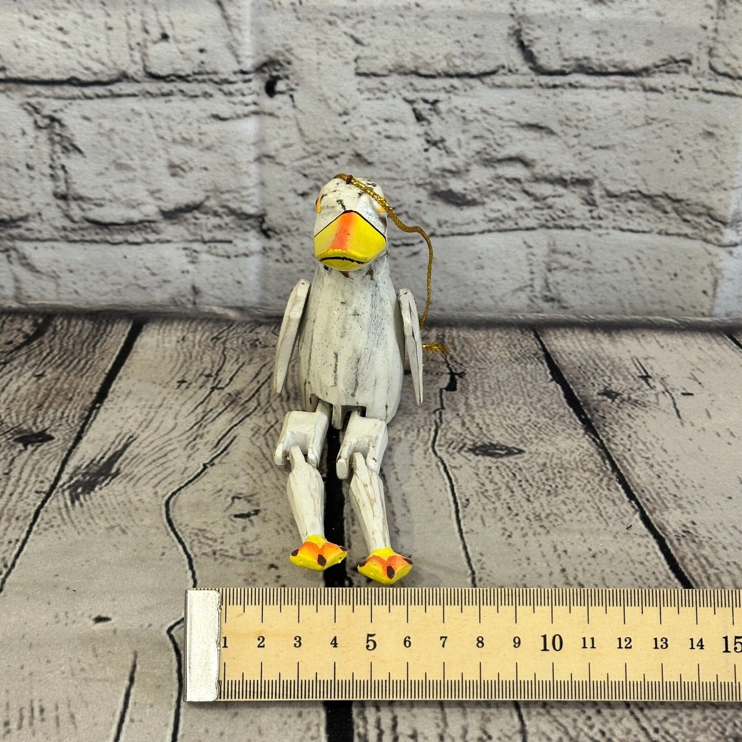 10cm Brown Duck Sitting Animal, Wooden Shelf Ornament Handmade and Fairtrade