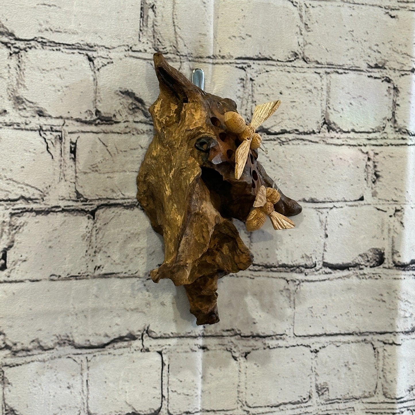 Bees Honeycomb Wall Art Mushroom Parasite Wood Ornament Natural Carving Wooden