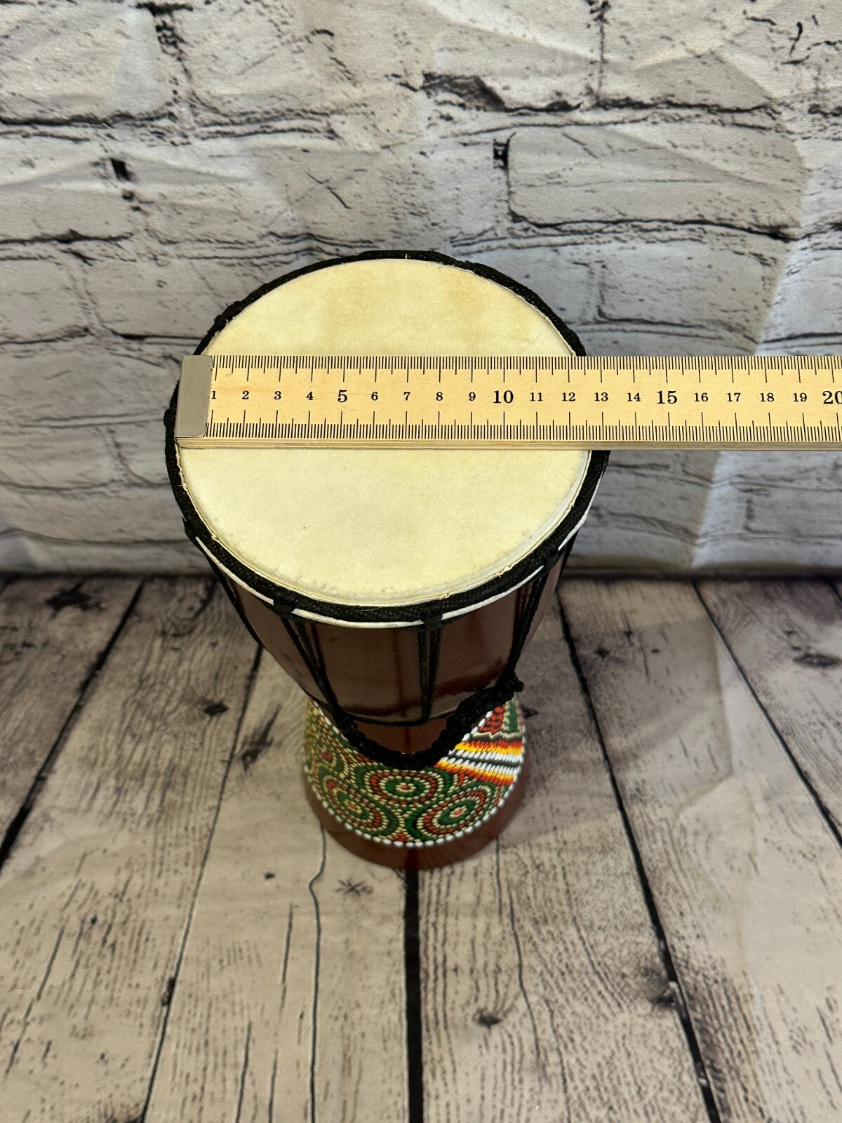 30cm Painted Wooden Djembe Bongo Painted African Influenced Drum High Handmade