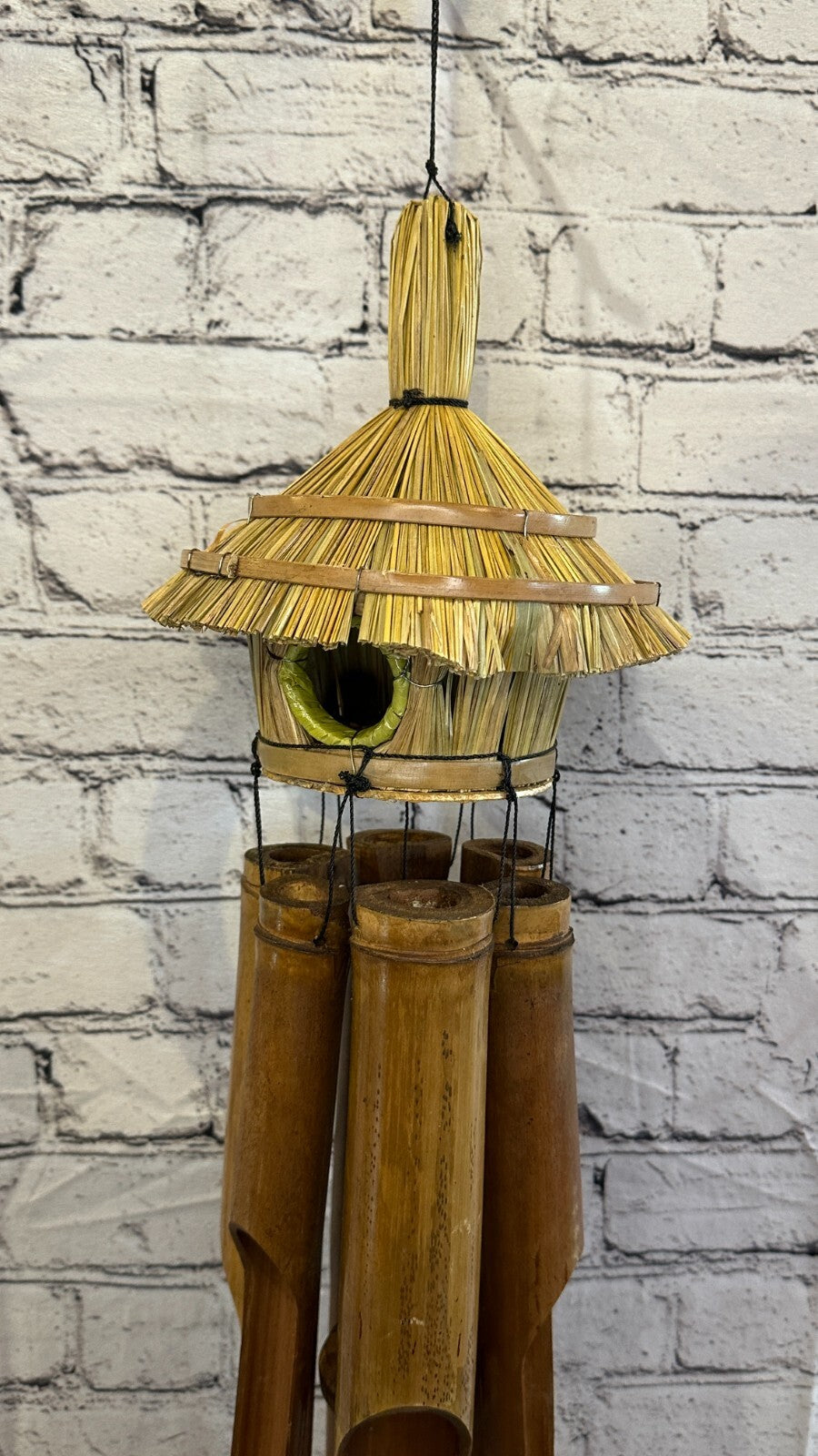 Bird House With Chimes Bamboo Windchime 60cm Garden Gift Summer Handmade Chimes