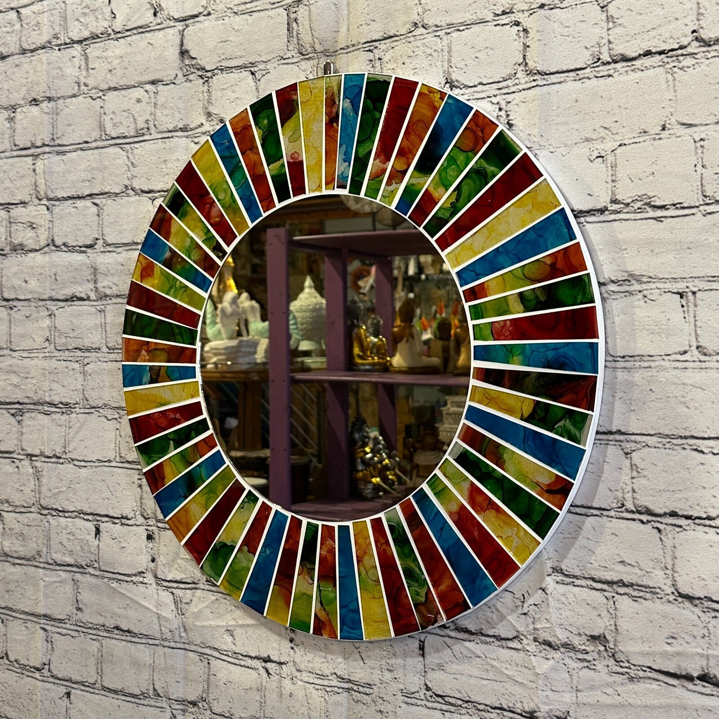 Rainbow White Line Mosaic Tile Wall Mirror 50cm x 50cm 20 Inches Handmade New