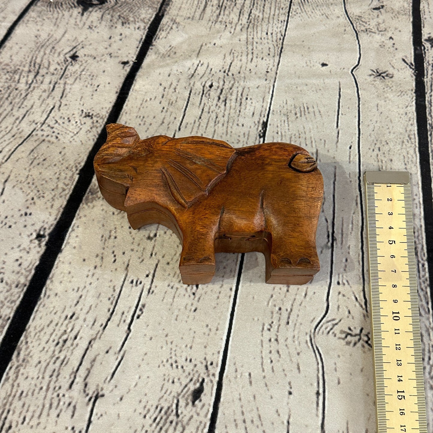 Carved Elephant 4 Bit Wooden Puzzle Box Secret Box Magic Trinket Handmade