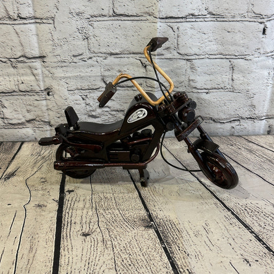 25cm Large Dark Wood Motorbike Motorcycle Model Wooden Ornament Decorative Bike