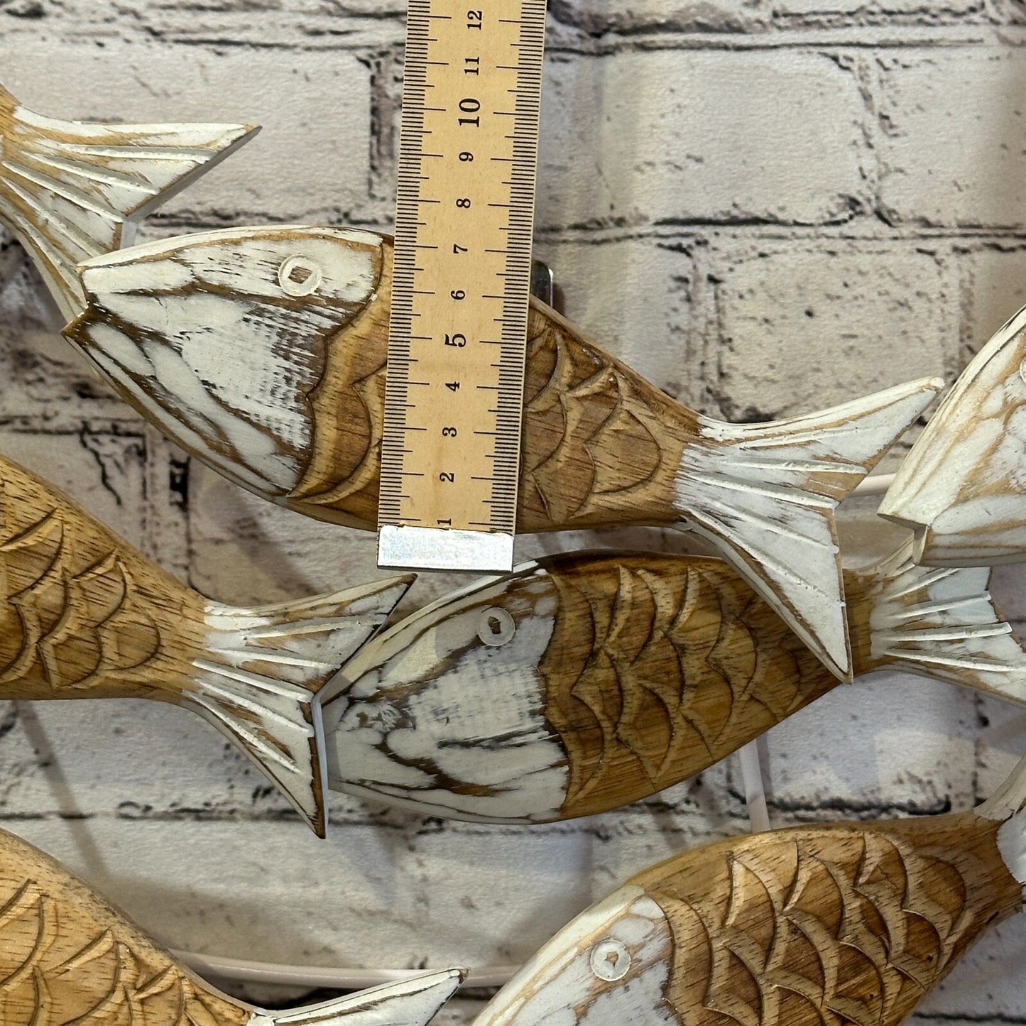 80cm Brown White Shoal Of Fish On Wood   Fish Decoration Fish Shoal Sprats Fish