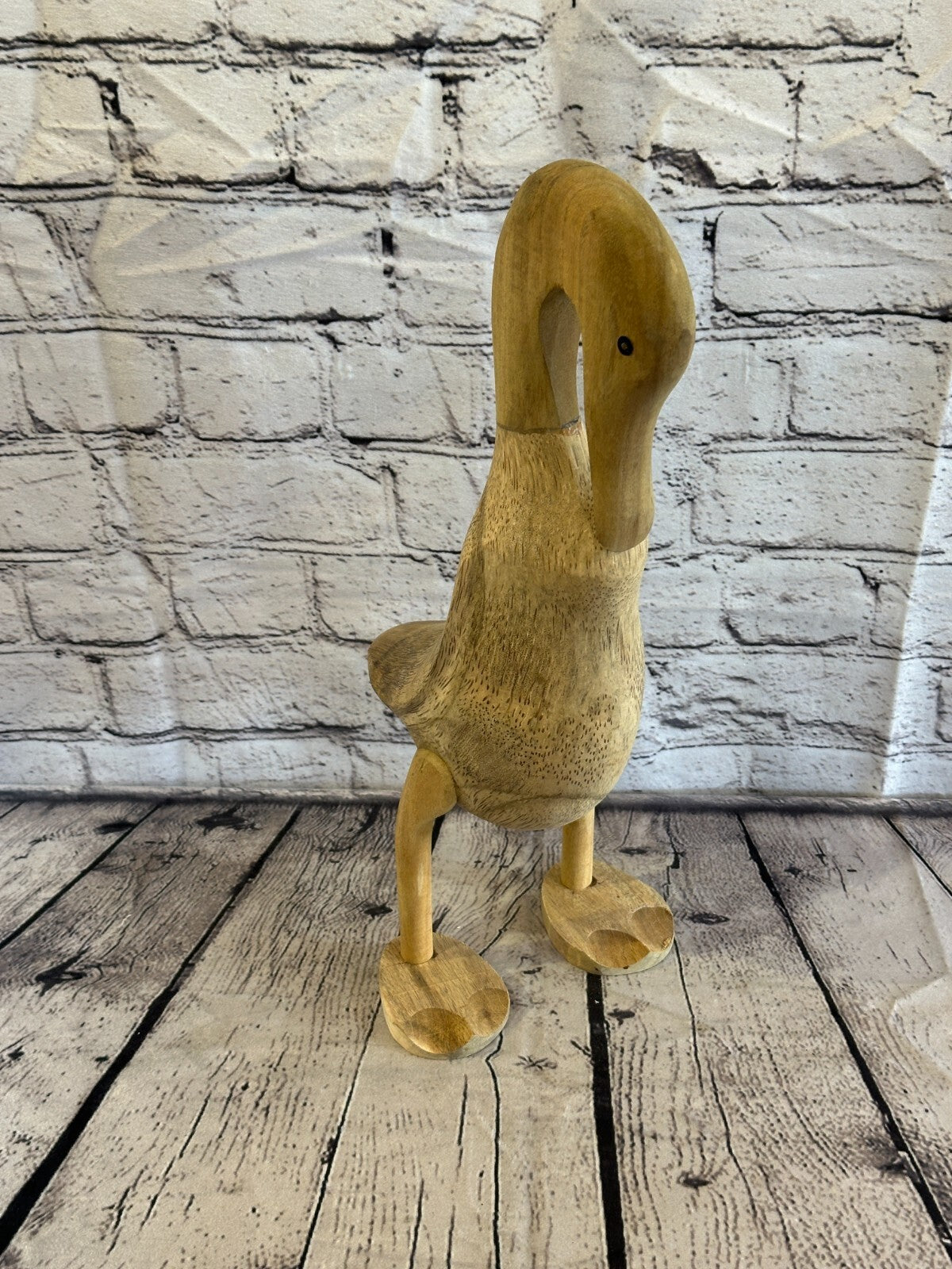 Swan Neck 40cm Tall Wooden Hairy Duckling Baby Duck Bamboo Root Fairtrade