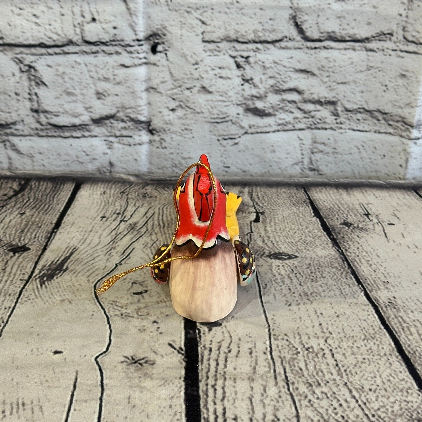 10cm Chicken Sitting Animal, Wooden Shelf Ornament Handmade and Fairtrade