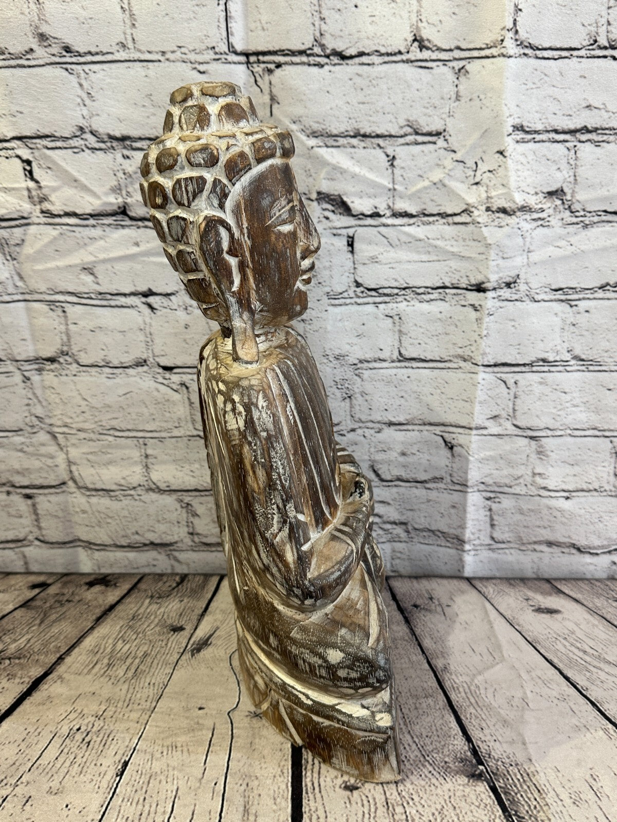 40cm x 20cm Brown Buddha Wooden Standing Statue Figurine Ornament Fair Trade