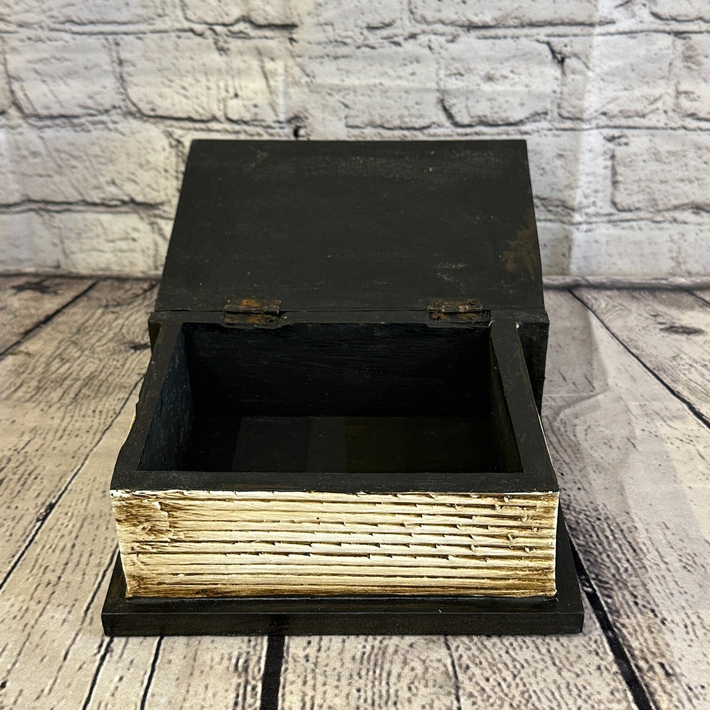 18cm x 12cm Book Wooden Gothic Skeleton Skull Coffin Jewellery Trinket Box