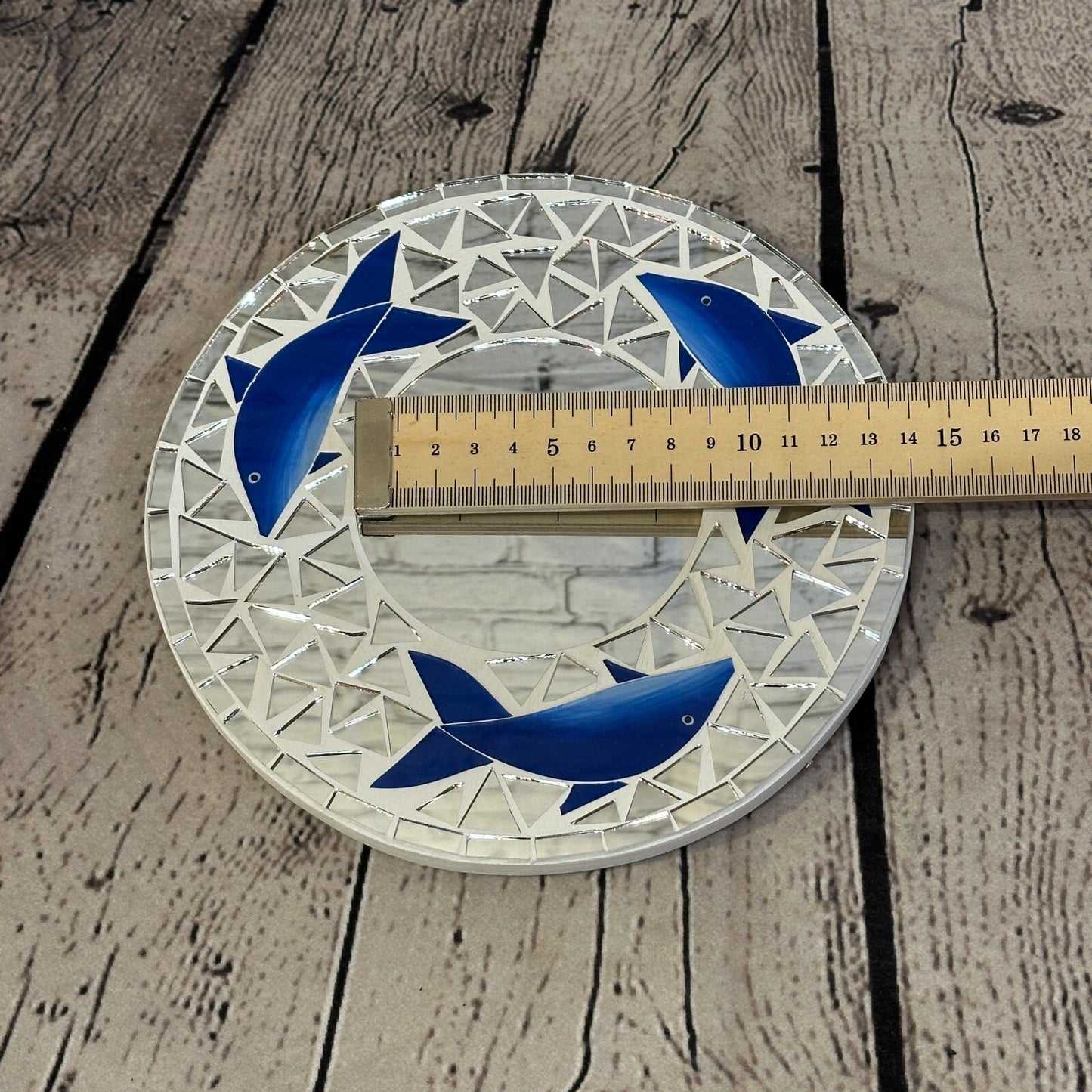 Blue Dolphin Mosaic Tile Wall Mirror 20cm x 20cm 8 Inches Handmade New