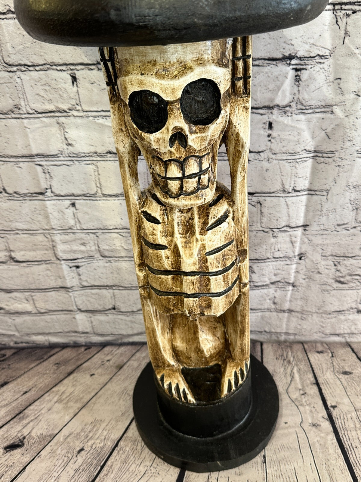 50cm Skeleton Wood Side Table Bone Skull Flower Stand Solid Wood Gothic New