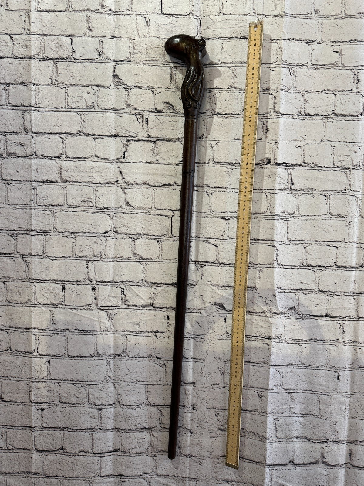 Octopus Squid 90cm Tribal African Walking Stick Cane Hand Carved Dark Wood
