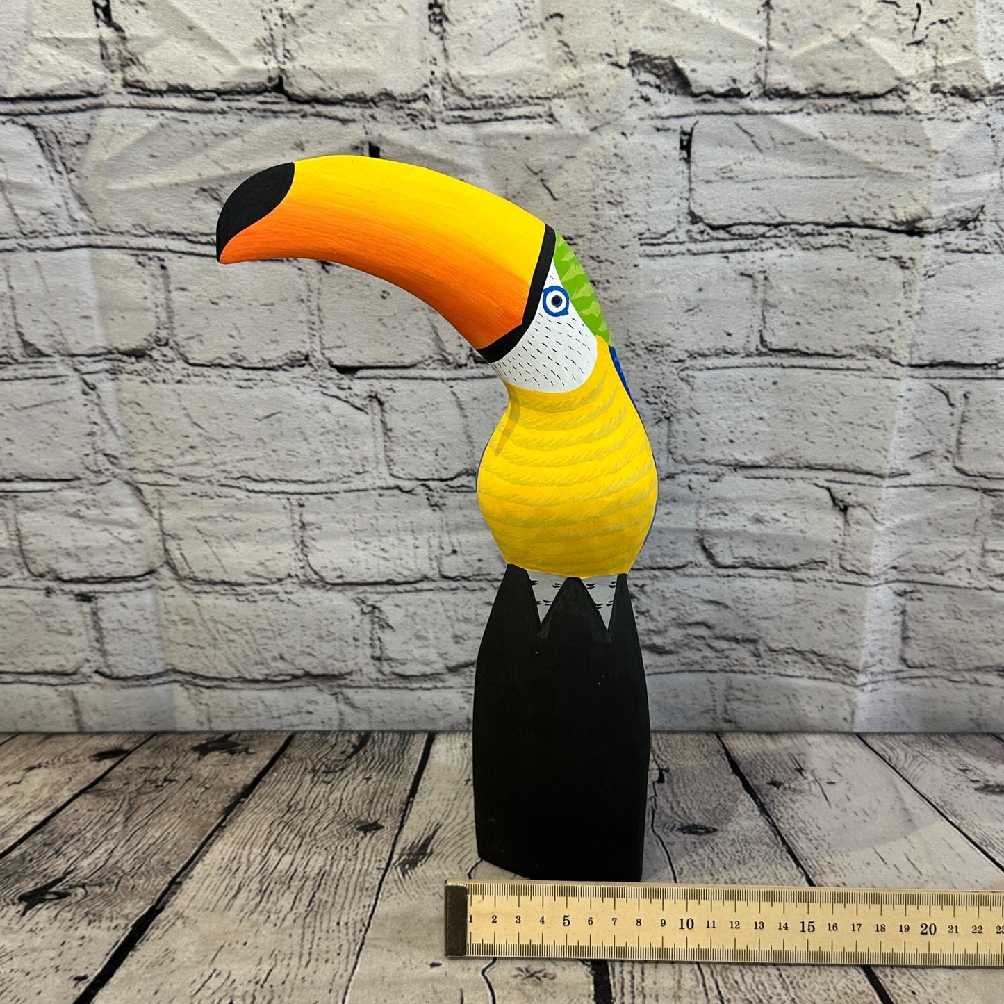 30cm Blue Toucan Bird Ornament Statue Fair Trade Hand Made Carved Wood