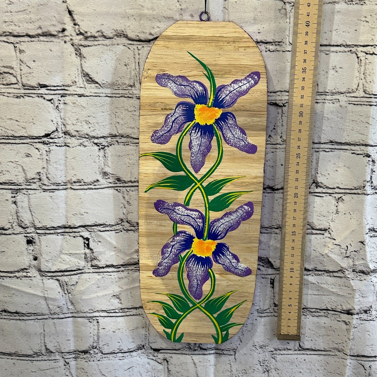 40cm Purple Lilac Flowers Wind Spinner Wooden Spiral Mobile Garden Ornament