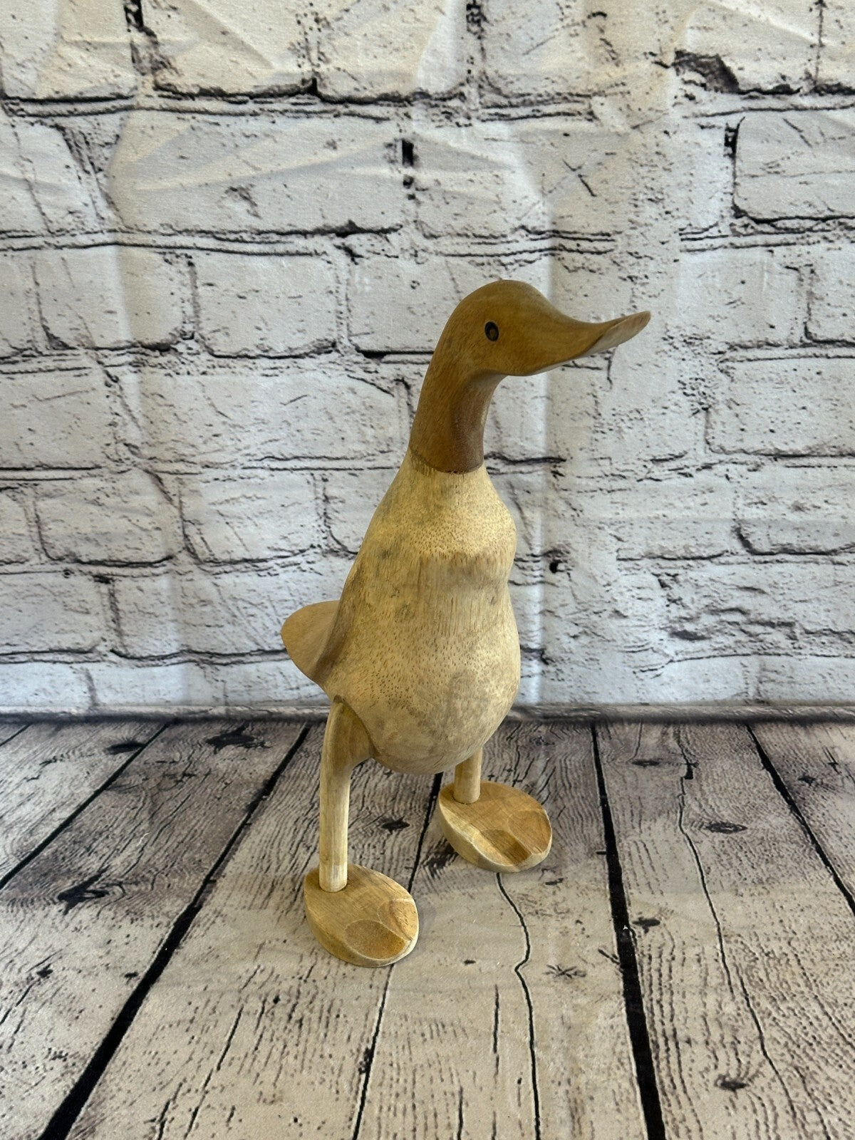 Looking Forward 30cm Tall Wooden Hairy Duckling Baby Duck Bamboo Root Fairtrade