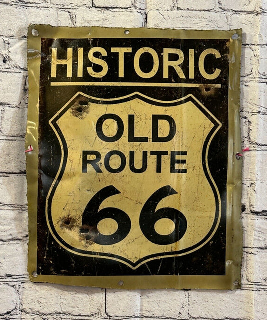 Historic Route 66 Poster Advert Wall Plaque 42cm x 36cm Vintage Retro Tin Sign