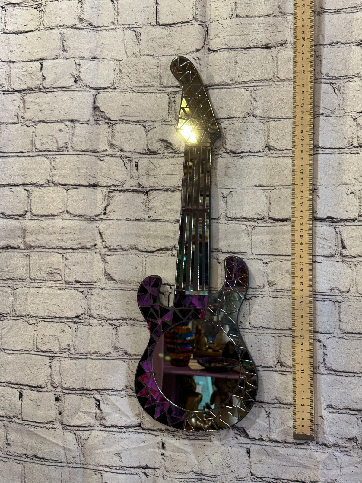 Purple Guitar Mosaic Tile Wall Mirror 60cm x 20cm 24 Inches Handmade New