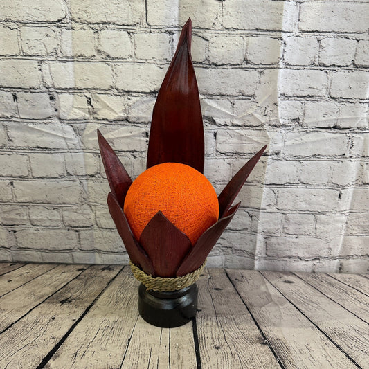 Orange Red Leaf Natural 50cm Tall Leaf Lamp Twist LED UK Mains Plug Design 8