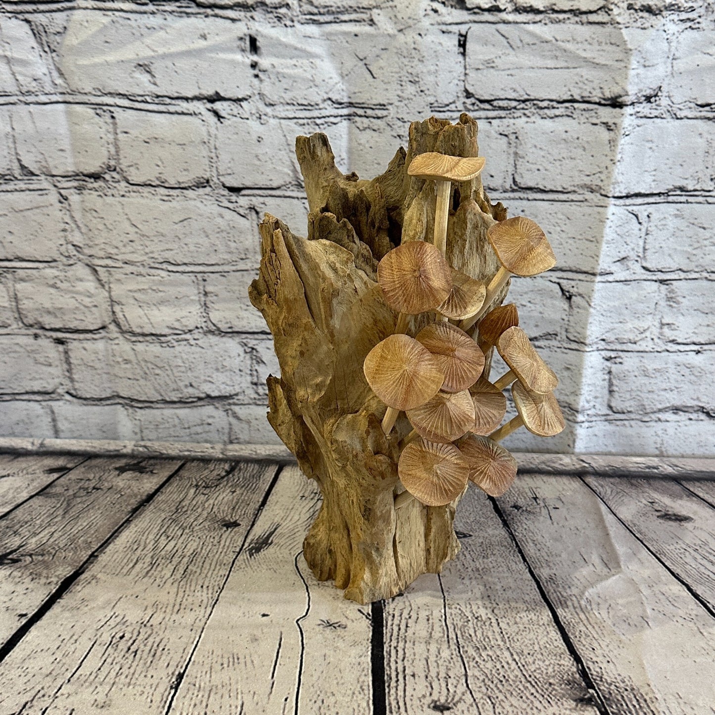 30cm Tall Mushrooms Cluster Parasite Ornament Natural Carving Fairtrade Wooden