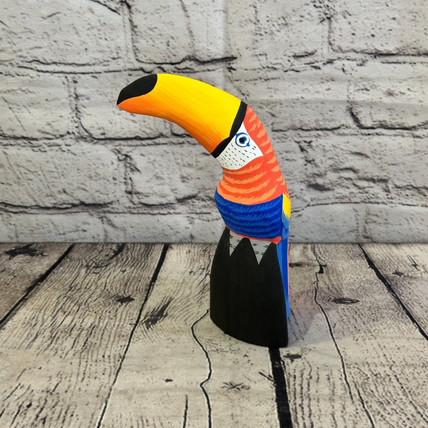 15cm Red Toucan Bird Ornament Statue Fair Trade Hand Made Carved Wood