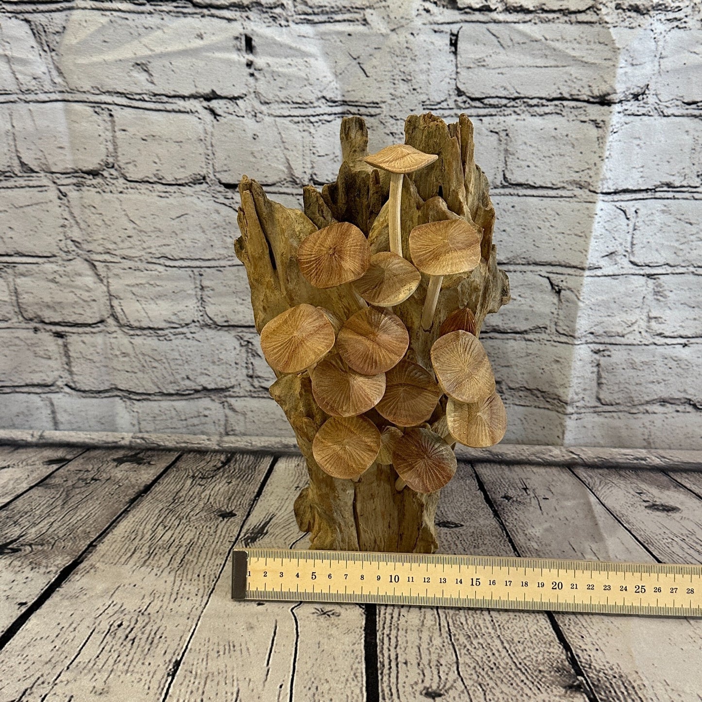 30cm Tall Mushrooms Cluster Parasite Ornament Natural Carving Fairtrade Wooden