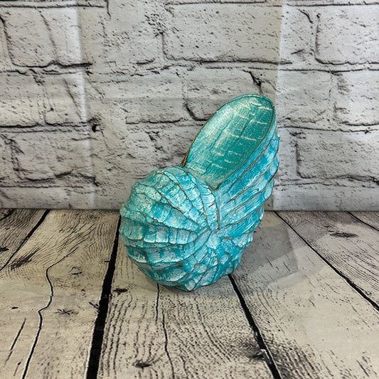 15cm Green Polish Nautilus Shell Ornament Decor Carved Light Wood Parcel Figure