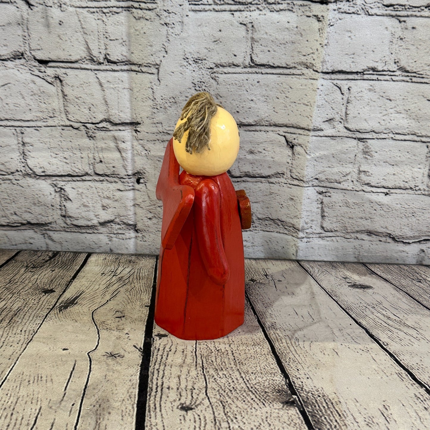 20cm x 8cm Red Cream Angel Red Heart Handcrafted Wood Xmas Christmas Ornament