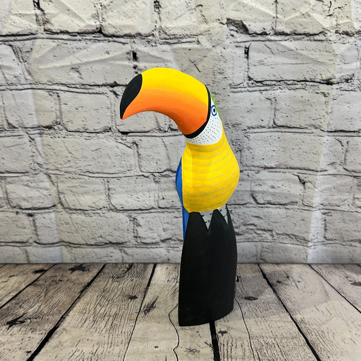 30cm Blue Toucan Bird Ornament Statue Fair Trade Hand Made Carved Wood