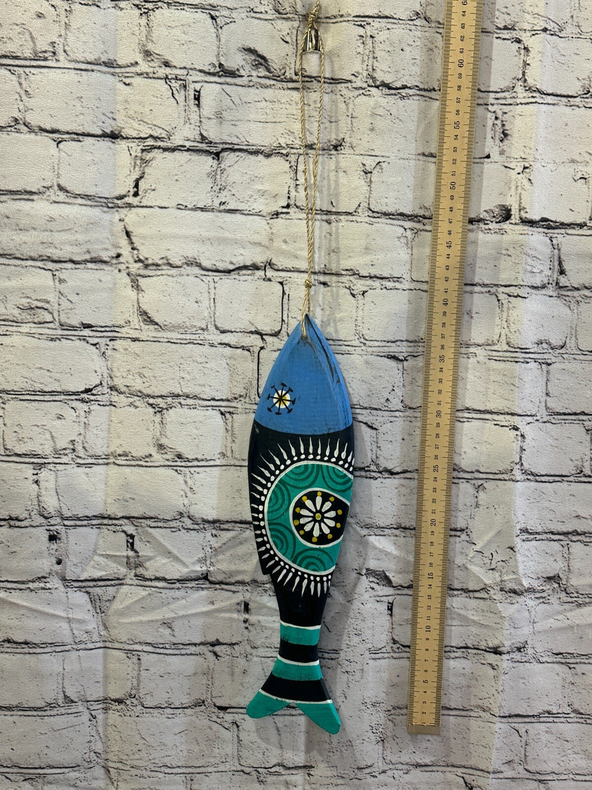 40cm Hanging Fish Hand Painted Fish Wooden Hanging Fish Coastal Decor Design 3