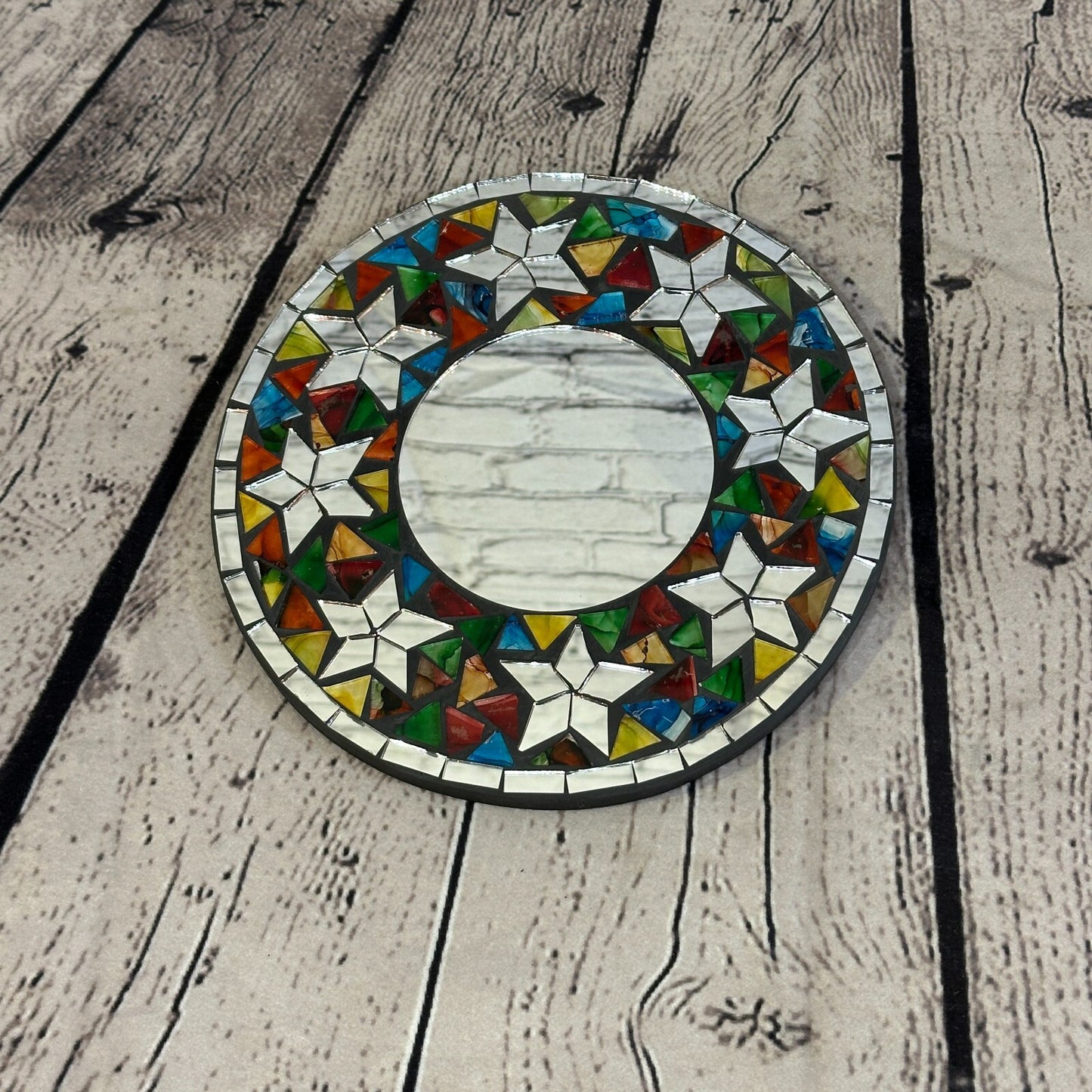 Rainbow Star Mosaic Tile Wall Mirror 20cm x 20cm 8 Inches Handmade New