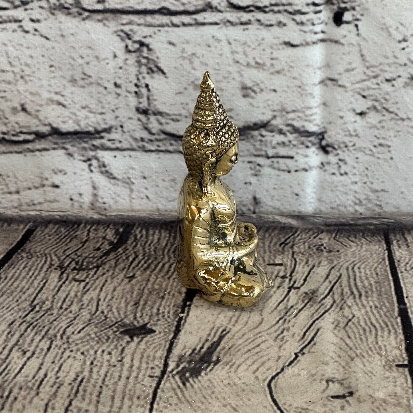9cm x 5cm Sitting Thai Bronze Buddha Blessing Statue Figure Table Decoration Art