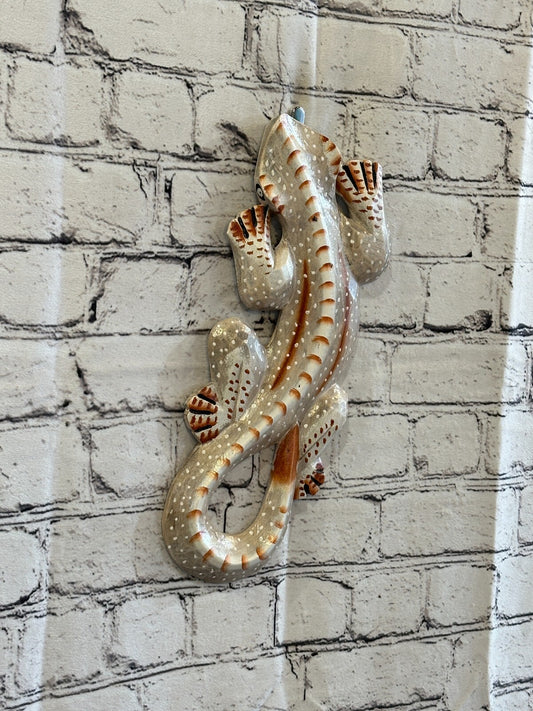 30cm Gecko Lizard Grey Wood Wall Hanging Wooden Ornaments Wood Carving