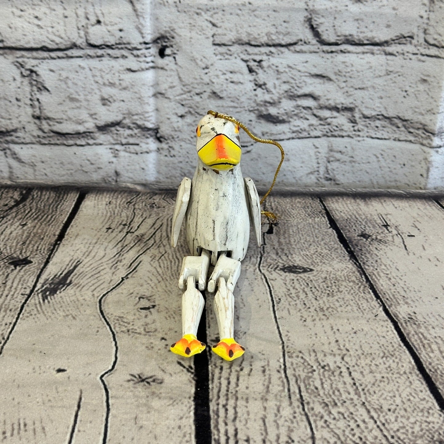 10cm Brown Duck Sitting Animal, Wooden Shelf Ornament Handmade and Fairtrade